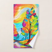 Regenbogenbäume: Lebhafter Wald Badhandtuch Set (Handtuch)