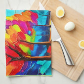 Regenbogenbäume: Lebhafter Wald Geschirrtuch (Viertel Falte)