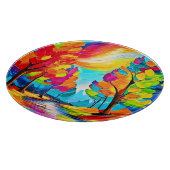 Regenbogenbäume: Lebhafter Wald Schneidebrett (Ecke)