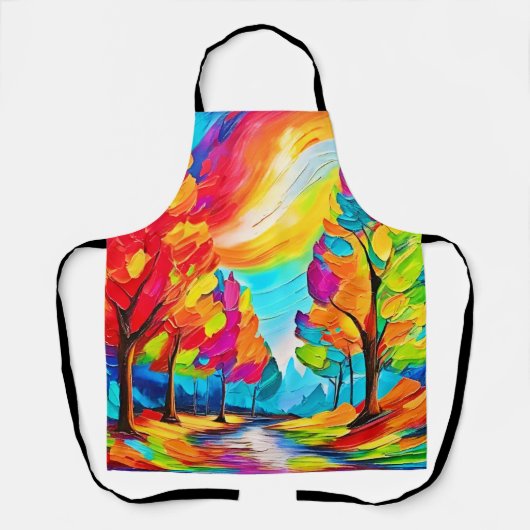 Regenbogenbäume: Lebhafter Wald Schürze (Vorderseite)