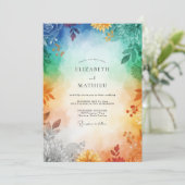 Regenbogenbemalte Hochzeit Einladung (Stehend Vorderseite)