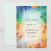 Regenbogenbemalte Hochzeit Einladung (Vorne/Hinten)