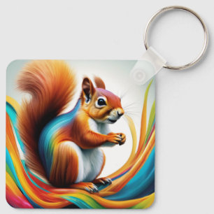 Regenbogenbemaltes Eichhörnchen Schlüsselanhänger