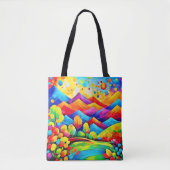 Regenbogenberge Abstrakte Landschaft Tasche (Vorderseite)