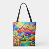 Regenbogenberge Abstrakte Landschaft Tasche (Rückseite)