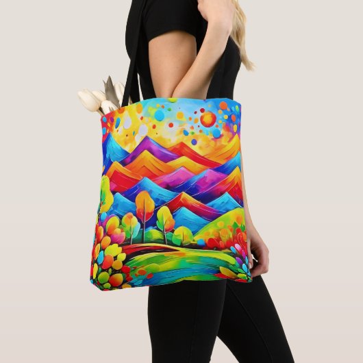 Regenbogenberge Abstrakte Landschaft Tasche (Von Nahem)