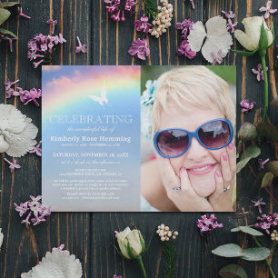 Regenbogenbestattung Feier des Lebens Foto Einladung