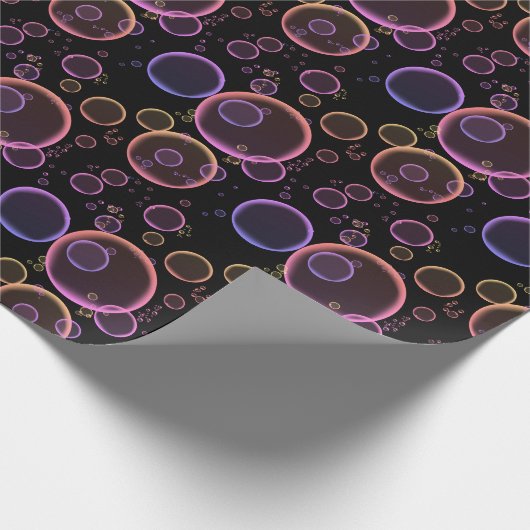 Regenbogenblasen auf schwarz geschenkpapier (Ecke)