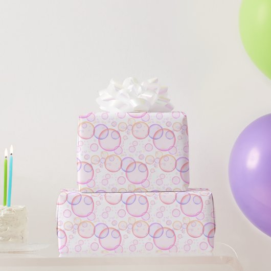 Regenbogenblasen auf Weiß Geschenkpapier (Partygeschenke)