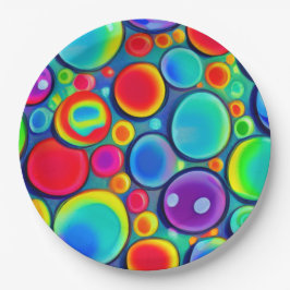 Regenbogenblasen Pappteller