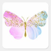 Regenbogenblu mit Goldener Glitzer Butterfly