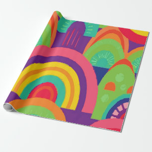Regenbogenbogen abstraktes Design – Farbige Modern Geschenkpapier