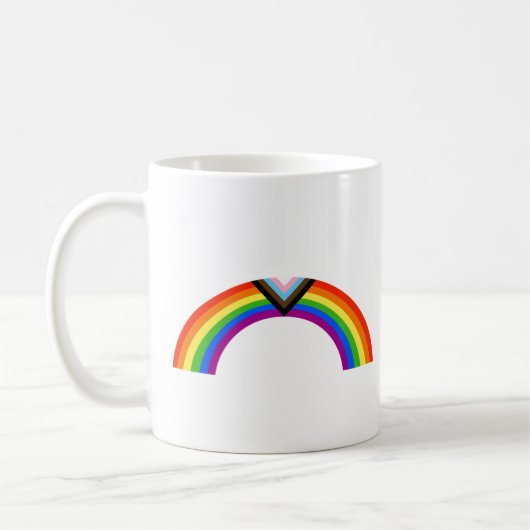 Regenbogenbogen des Progress Pride Kaffeetasse (Links)