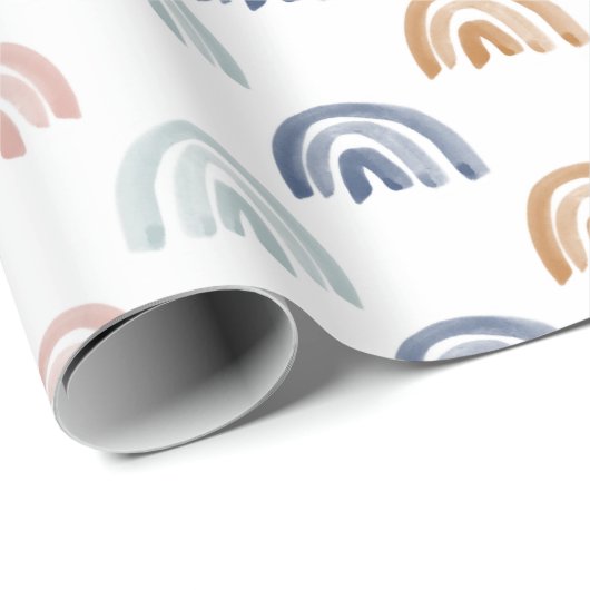 Regenbogenbrauen in Erdtönen Geschenkpapier (Rolleneckpunkt)