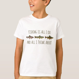 Regenbogenbraune Bachforellen-Angelzitat T-Shirt