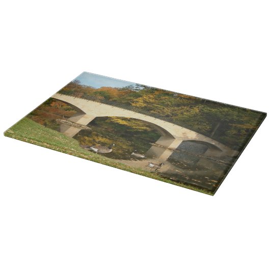 Regenbogenbrücke im Herbst an der Grove City Uni Schneidebrett (Ecke)