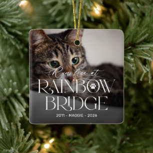 Regenbogenbrücke-Katzen-Gedenk-Weihnachtsschmuck Keramikornament