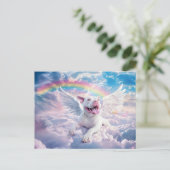 Regenbogenbrücke, weißer Hund im Himmel Postkarte (Stehend Vorderseite)