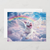 Regenbogenbrücke, weißer Hund im Himmel Postkarte (Vorne/Hinten)