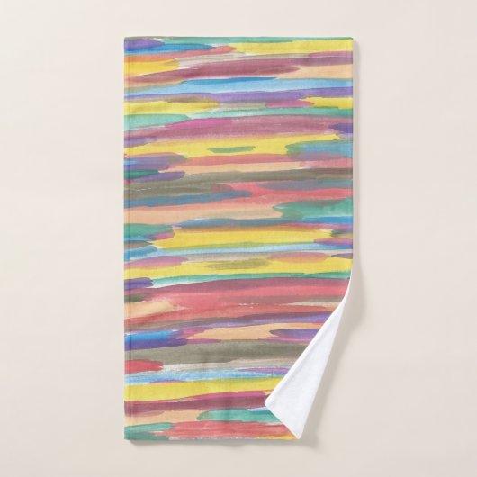 Regenbogenbrushstrokes-Bad-Tuch-Set Badhandtuch Set (Handtuch)