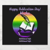 Regenbogenbuch und Quill Schaumweinetikett (Einzelnes Label)