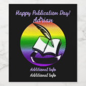 Regenbogenbuch und Quill Weinetikett (Einzelnes Label)