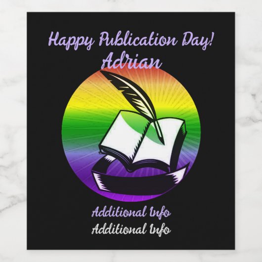 Regenbogenbuch und Quill Weinetikett (Einzelnes Label)