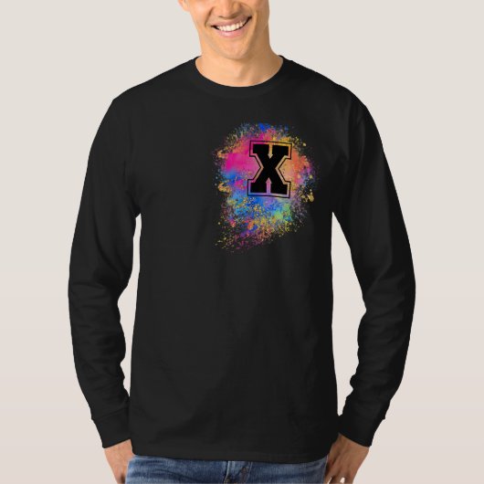 Regenbogenbuchstabe X Erstmaliges Mit Monogramm Ro T-Shirt (Vorderseite)