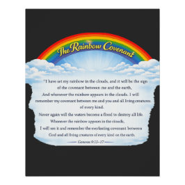 Regenbogenbund über Wolken Poster