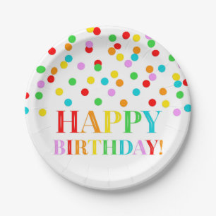 Regenbogenconfetti-Geburtstags-Party-Platte Pappteller