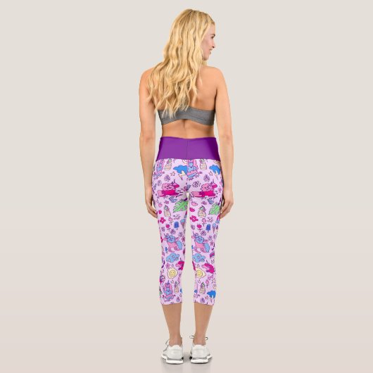 Regenbogendoodell Capri Leggings (Rückseite)