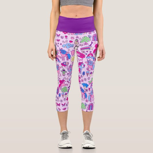 Regenbogendoodell Capri Leggings (Vorderseite)