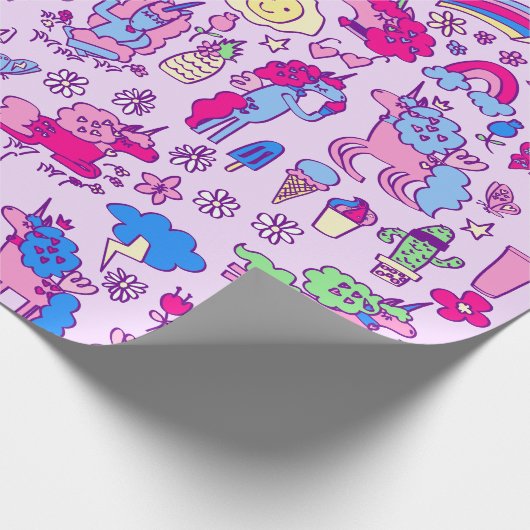 Regenbogendoodell Geschenkpapier (Ecke)