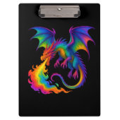 Regenbogendrache atmen farbenfrohe Flammenfantasy Klemmbrett (Vorderseite)