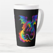Regenbogendrache atmen farbenfrohe Flammenfantasy Milchtasse (Rechte Ecke)