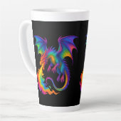 Regenbogendrache atmen farbenfrohe Flammenfantasy Milchtasse (Linke Ecke)