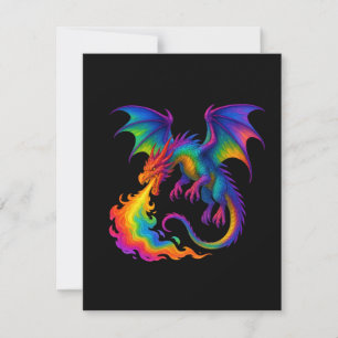Regenbogendrache atmen farbenfrohe Flammenfantasy Mitteilungskarte