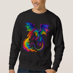 Regenbogendrache atmen farbenfrohe Flammenfantasy Sweatshirt