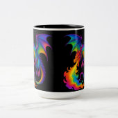 Regenbogendrache atmen farbenfrohe Flammenfantasy Zweifarbige Tasse (Mittel)