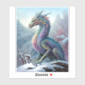 Regenbogendrache in der Schneefantasiekunst Aufkleber (Blatt)