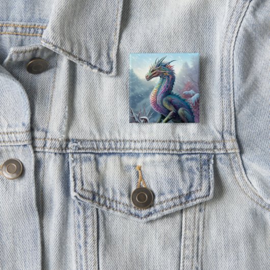 Regenbogendrache in der Schneefantasiekunst Button (Beispiel)