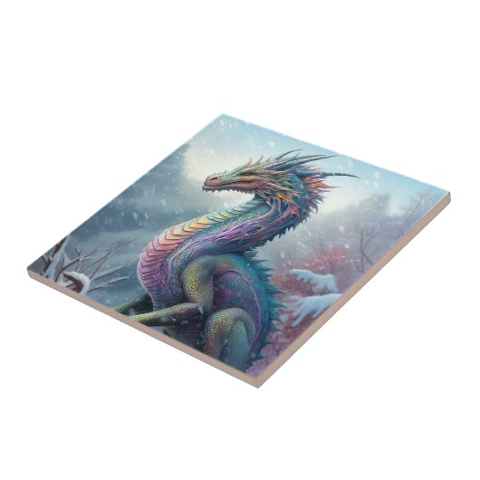 Regenbogendrache in der Schneefantasiekunst Fliese (Seite)