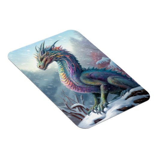 Regenbogendrache in der Schneefantasiekunst Magnet (Rechte Seite)