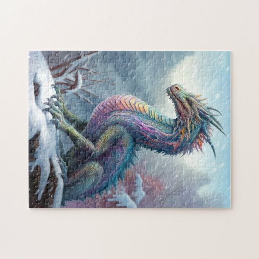 Regenbogendrache in der Schneefantasiekunst Puzzle (Horizontal)