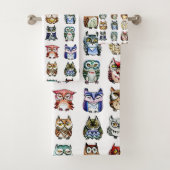 Regenbogeneulen-Aquarell Badhandtuch Set (Insitu)