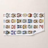 Regenbogeneulen-Aquarell Badhandtuch Set (Handtuch)