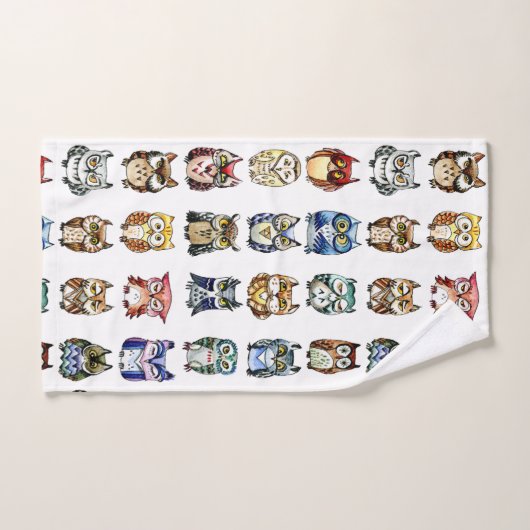 Regenbogeneulen-Aquarell Badhandtuch Set (Handtuch)