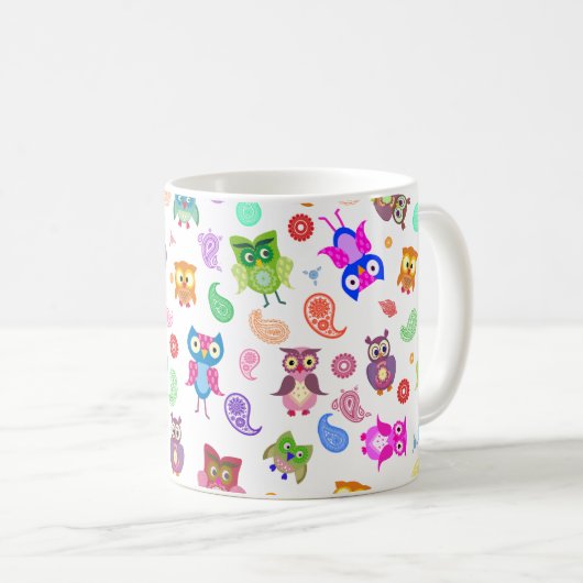 Regenbogeneulen - Licht Kaffeetasse (VorderseiteRechts)