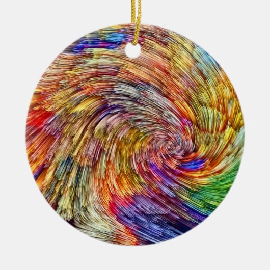 Regenbogenexplosion Keramik Ornament (Vorne)