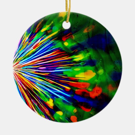 Regenbogenexplosion Keramik Ornament (Vorne)